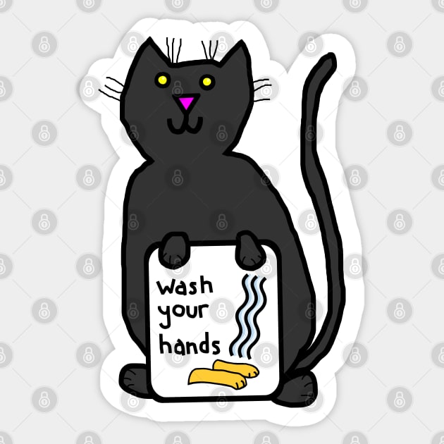 Cute Cats say Wash Your Hands Sign Sticker by ellenhenryart